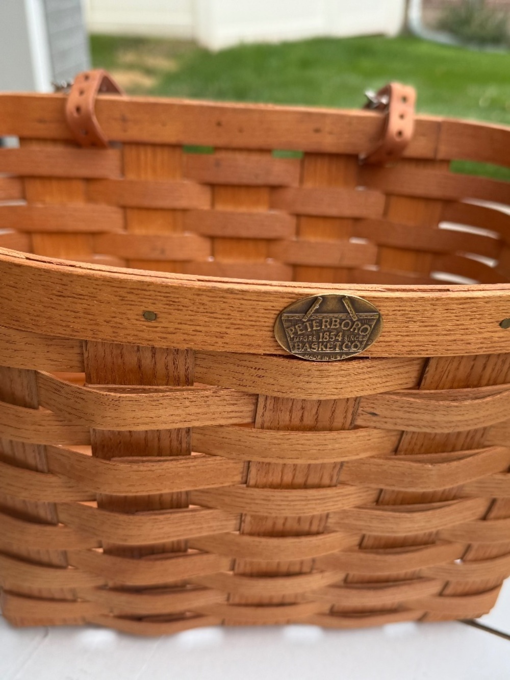 Peterboro Basket Co. Woven Wooden Bicycle Basket